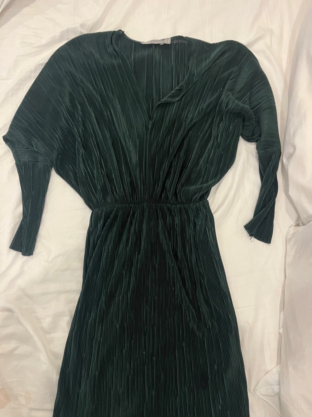 ASOS Women’s Forest Green Pleated V-Neck Dress